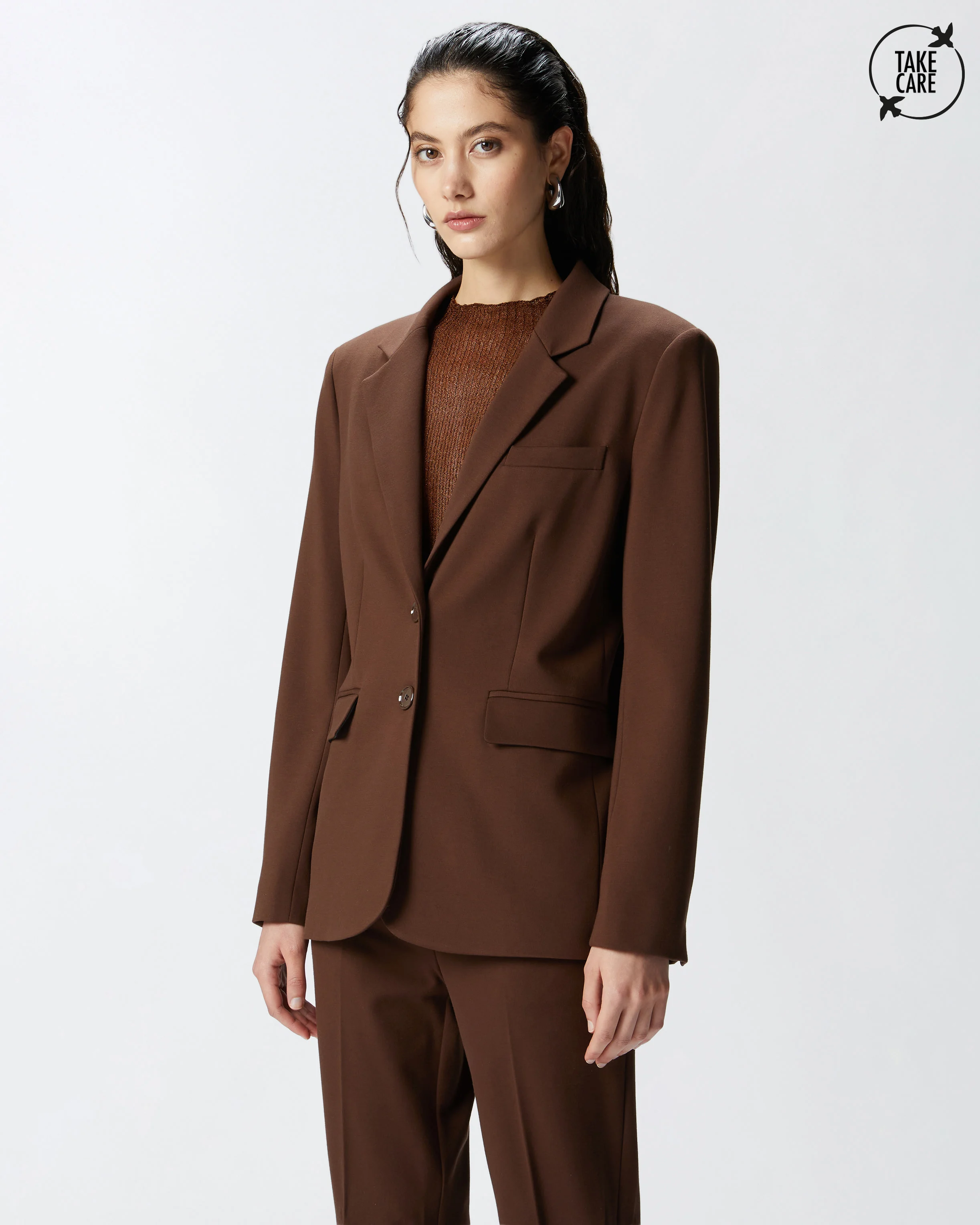 Blazer droit à épaulettes | Marron