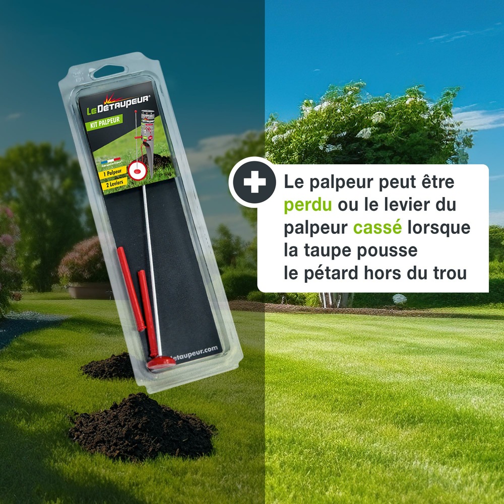 Kit anti taupes & campagnols | 2 tiges + 1 palpeur taupes et pieges an