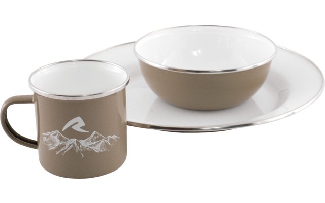 Robens Tongass Single Emaille-Set 3-tlg. mit Teller / Suppenteller / Tasse