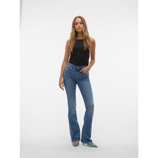 Vero Moda Flash Flared Jeans, Medium Blue Denim, M/L32