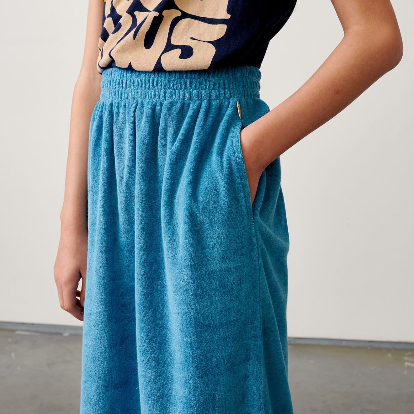 Bellerose Jupe midi Mona en Coton mélangé bleue