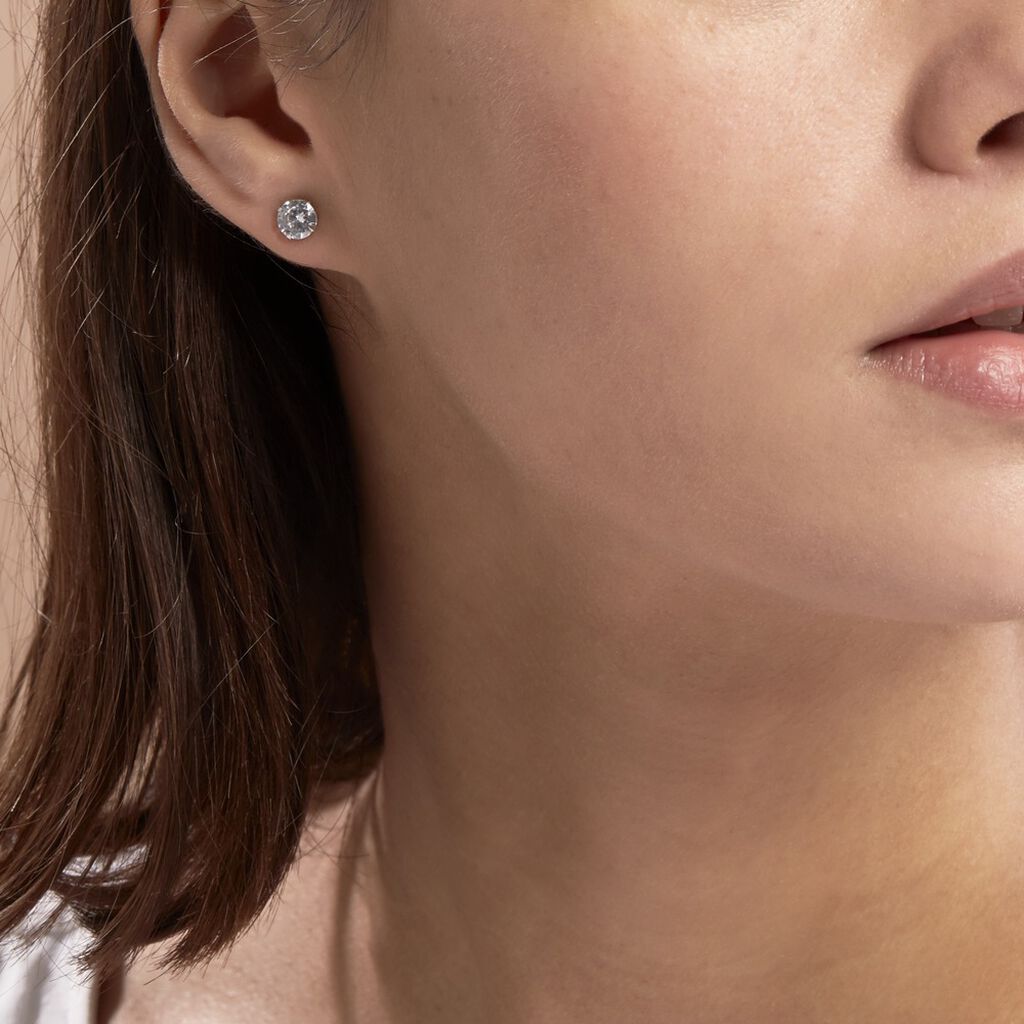 Boucles D'oreilles Puces Philia Argent Blanc Oxyde De Zirconium