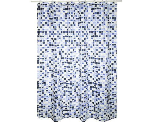 MSV Mosaiko Textil douchegordijn 180 x 200 cm wit/blauw