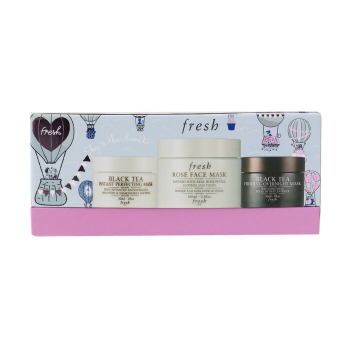 Fresh Conjunto de máscaras faciais: 1 máscara facial rosa - 100ml/3,3oz   1x máscara noturna reafirmante de chá preto - 30ml/1oz   1x máscara de aperfeiçoamento instantâneo de chá preto - 30ml/1oz 3pcs