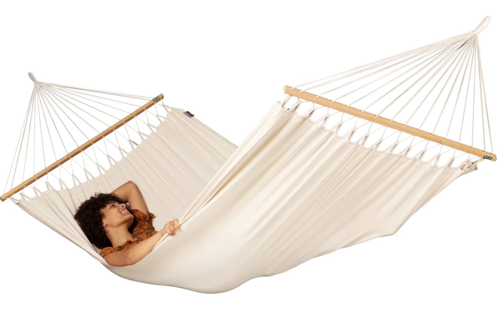 La Siesta Florencia Doppel Stabhängematte aus Biobaumwolle Latte