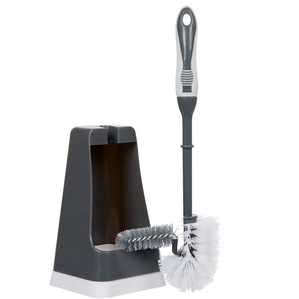 Brosse WC avec support et brossette intégrée noir et blanc