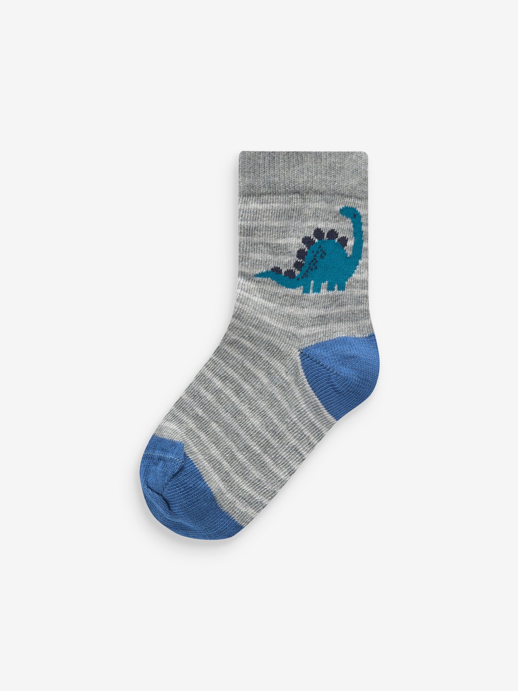 Blauw met dinosaurus - Verpakking van 7 paar sokken met hoog aandeel katoen
