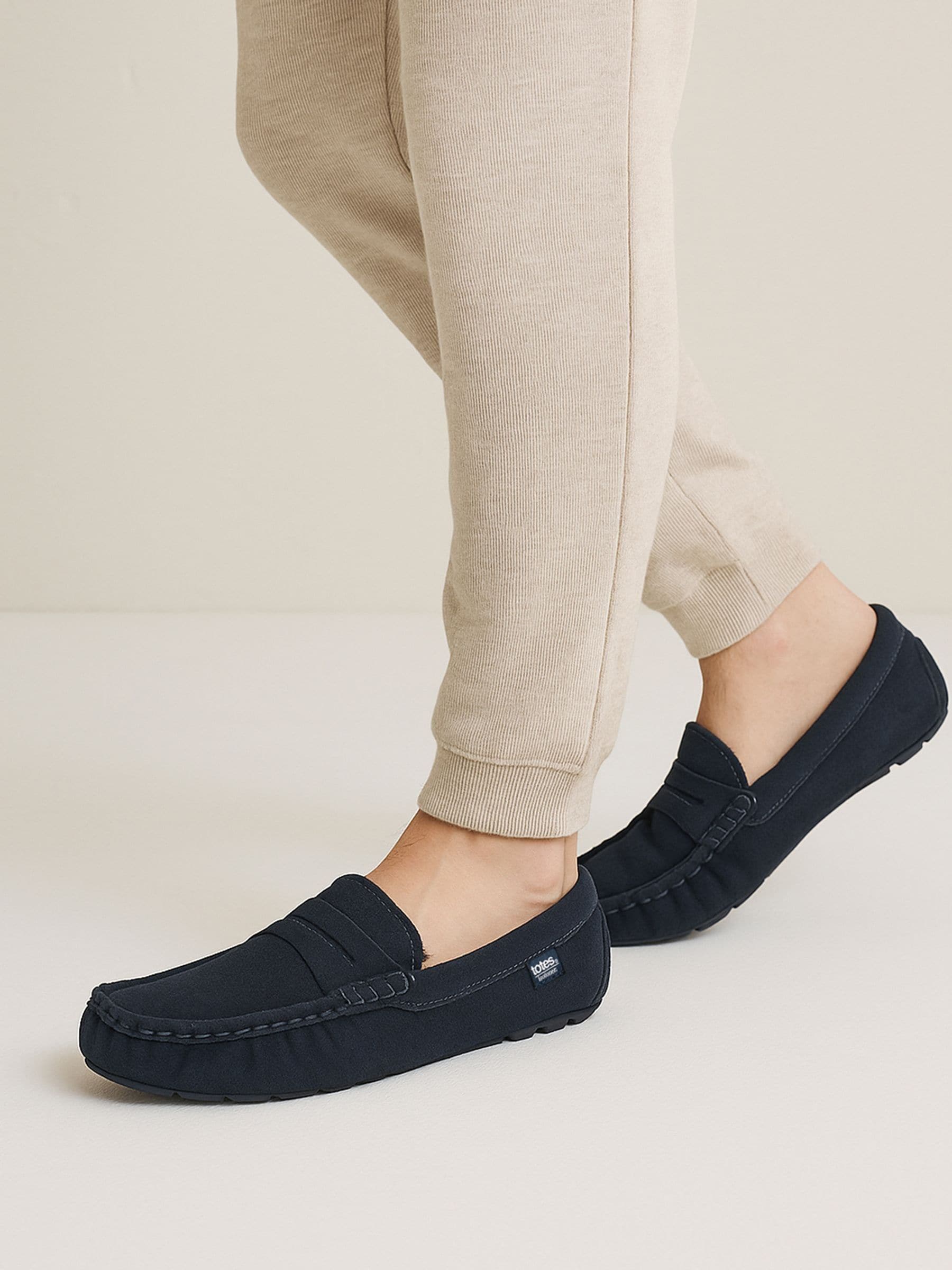 Blauw - Totes Isotoner Mens Suede Moccasin With Water Repellency