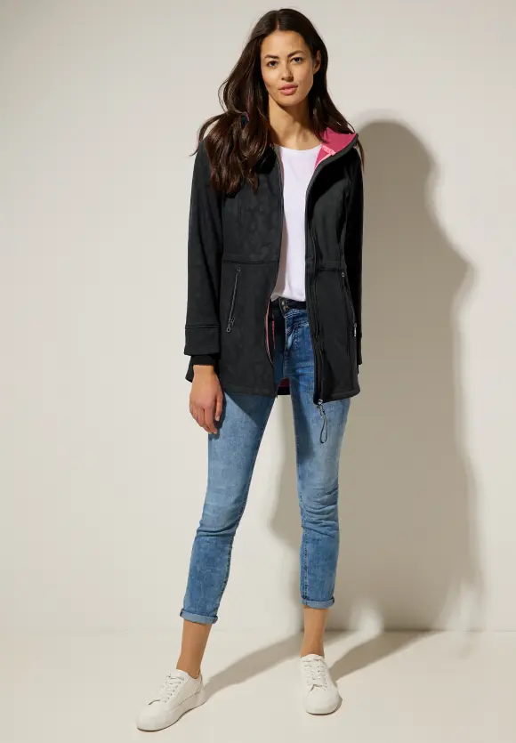 Softshelljacke mit Leomuster - Black