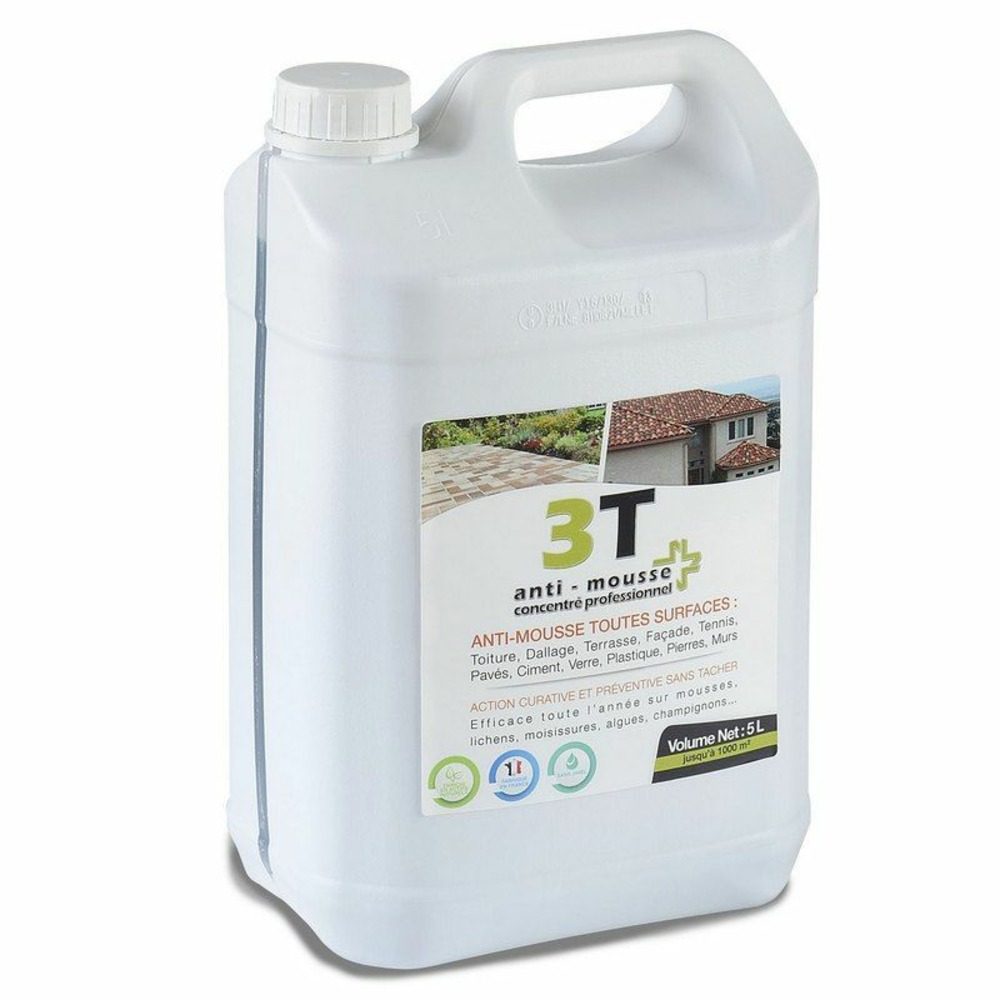 Antimousse concentré 3t 5 litres à diluer 1000 m² de traitement toit mur et sol
