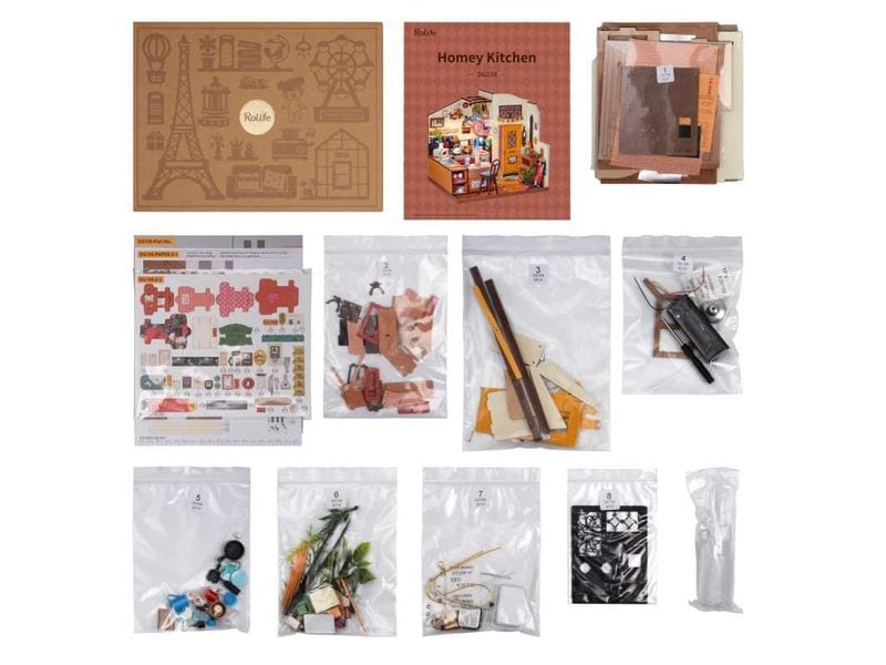 RoboTime Bausatz Cozy Kitchen 3D-Puzzle aus lasergeschnittenen Holzteilen