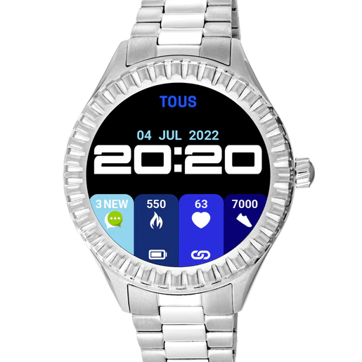Relógio inteligente T-Bear Connect com pulseira de aço