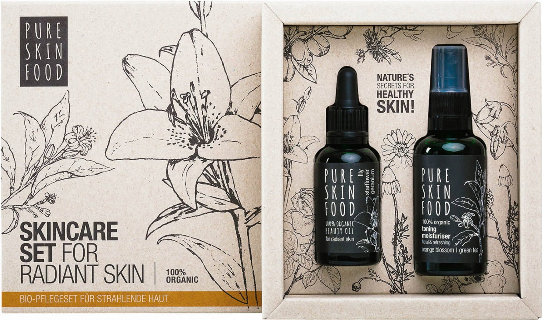 PURE SKIN FOOD  Organic Skincare Set For Radiant Skin