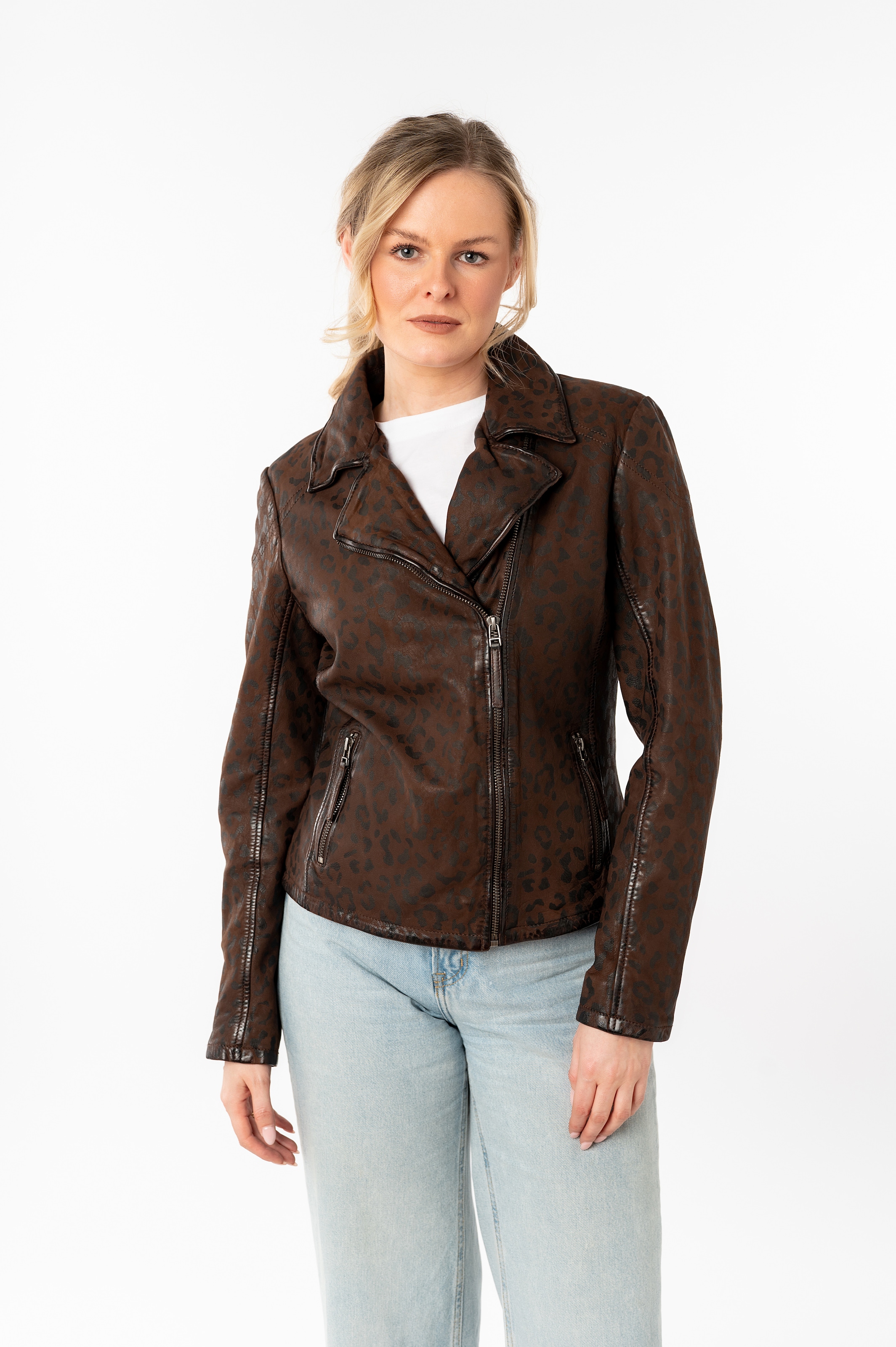 Mauritius Lederjacke »MWMeeow« mit Reverskragen, All-Over Muster