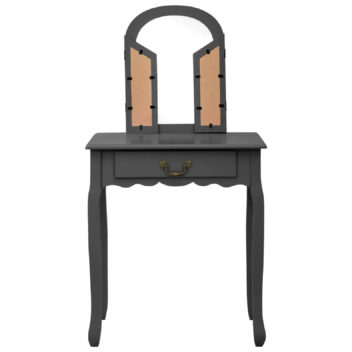 vidaXL Coiffeuse et tabouret gris 65x36x128 cm