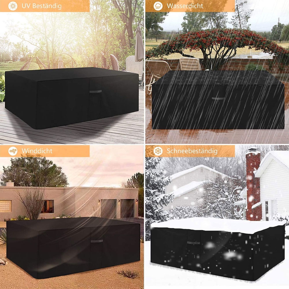 (213x132x74cm) Gartenmöbel Regenschutz Abdeckplane Tischüberzug Wasserfest & Witterungsbeständig - Schwarz