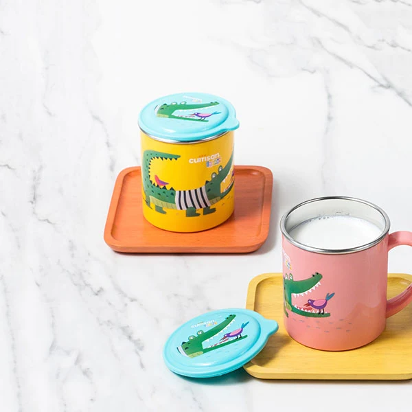 Tasse enfant crocodile en inox 300 ml jaune Cuitisan