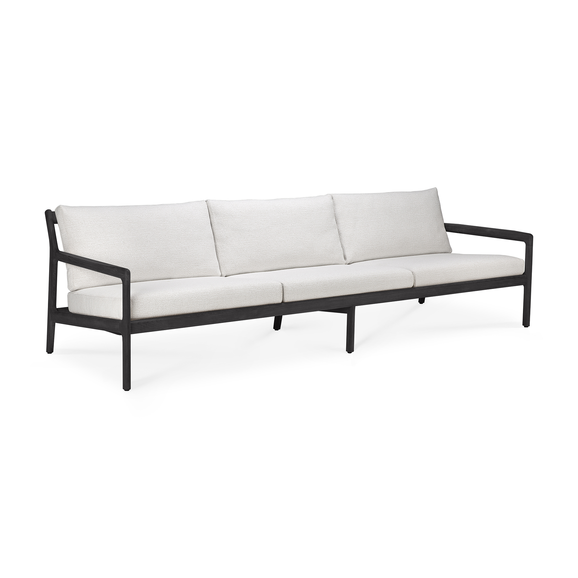 Teak Jack sofa 265cm - zwart - compleet - off white kussen