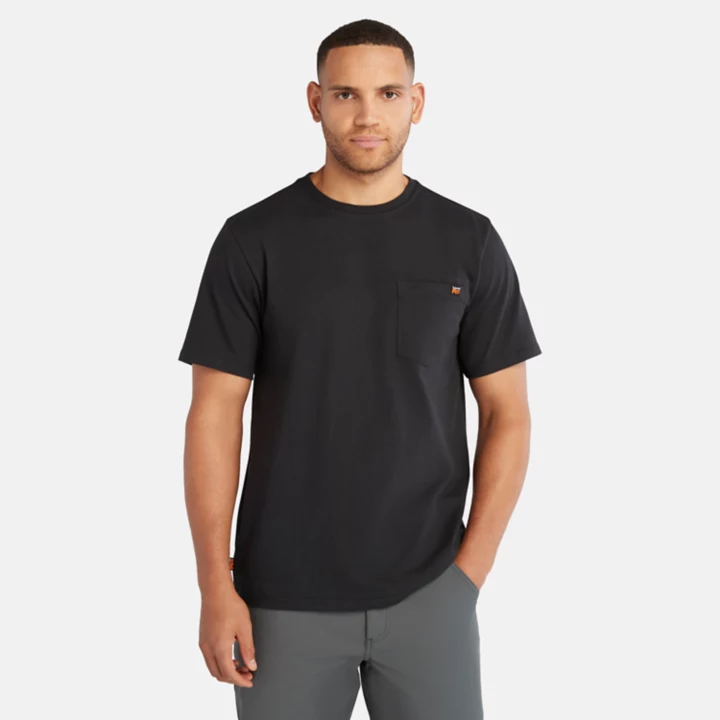 Camiseta Timberland PRO Core Pocket para homem, na cor preta monocromática.