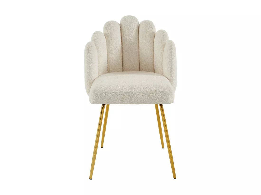 Lot de 2 chaises en tissu bouclette et métal doré - Crème - ALTINAM de Pascal MORABITO