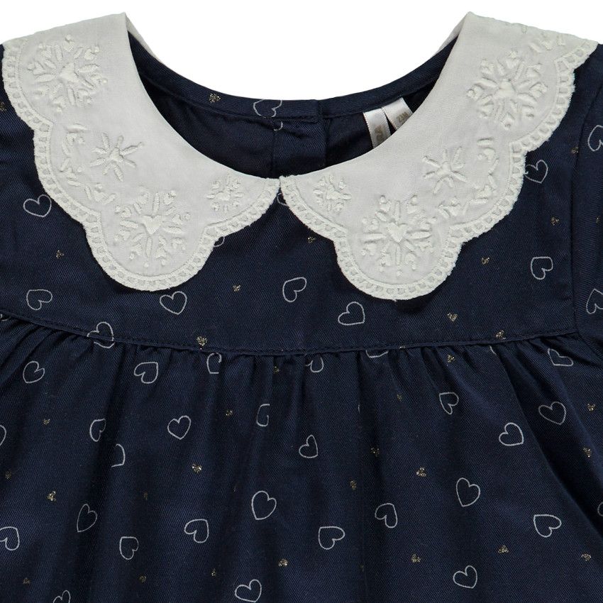 Ensemble 2 pièces imprimé cœurs pour bébé fille - Bleu marine