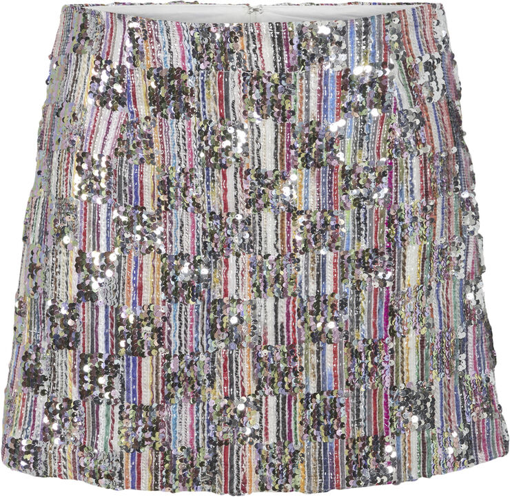 Pieces PCNAINA MW SHORT SEQUINS SKIRT WVN Cloud dancer/multi sequence