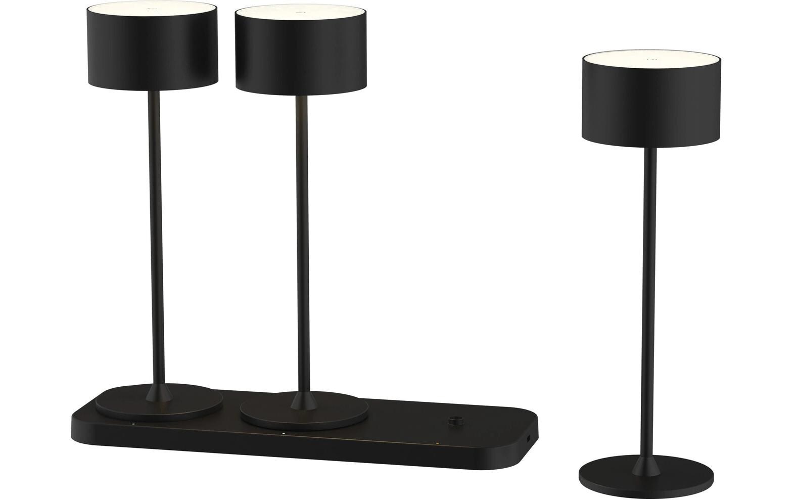 Akku-Tischleuchte Tavolo 3er Set, Schwarz<br>Akku-Tischleuchte 3er-Set mit Ladestation