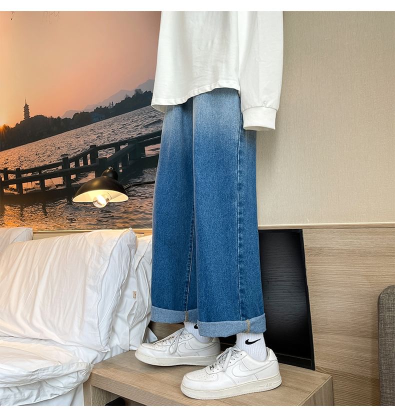 Denimic - Mid Rise Gradient Wide Leg Jeans