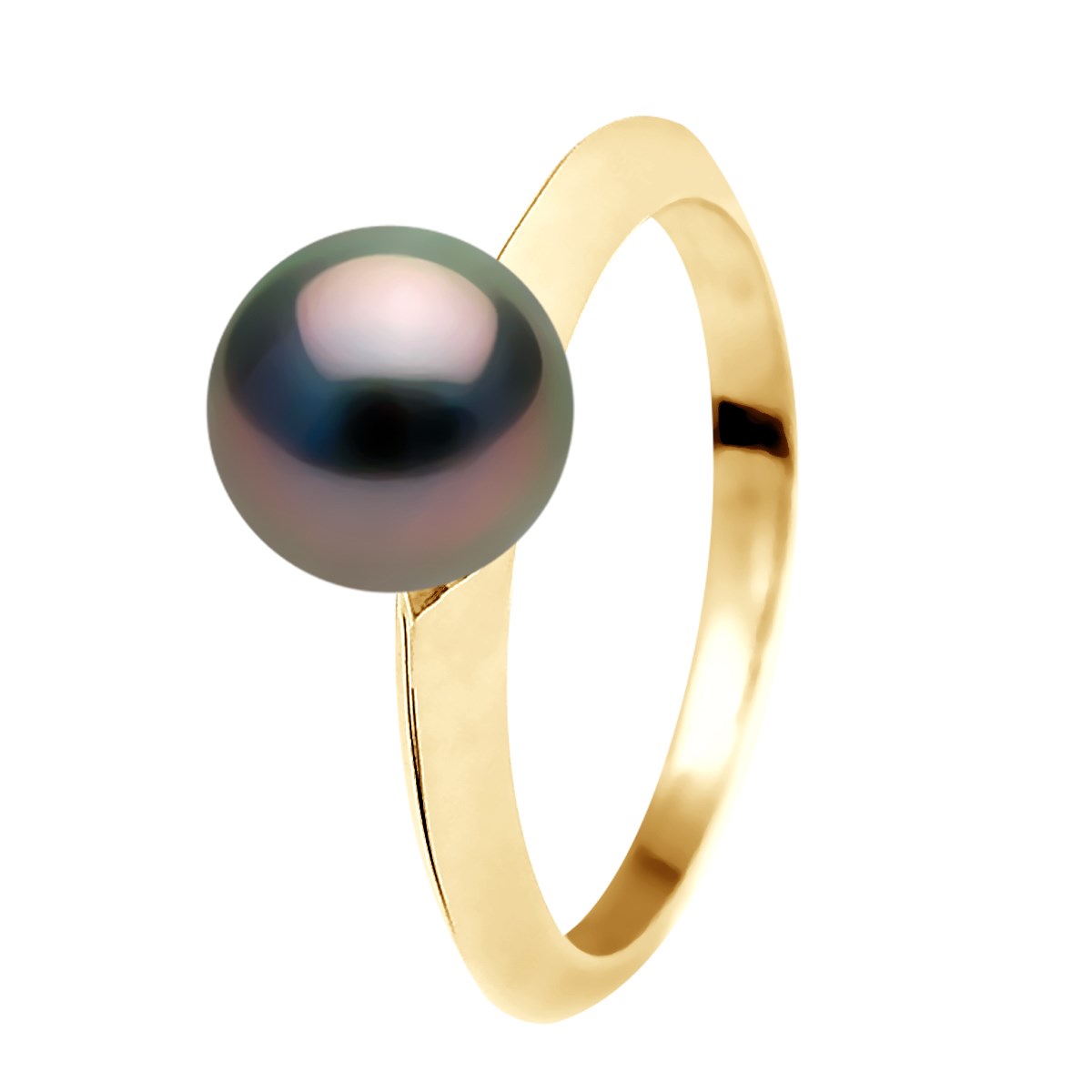 Bague Jonc Perle de Tahiti Ronde 8-9 mm Or Jaune