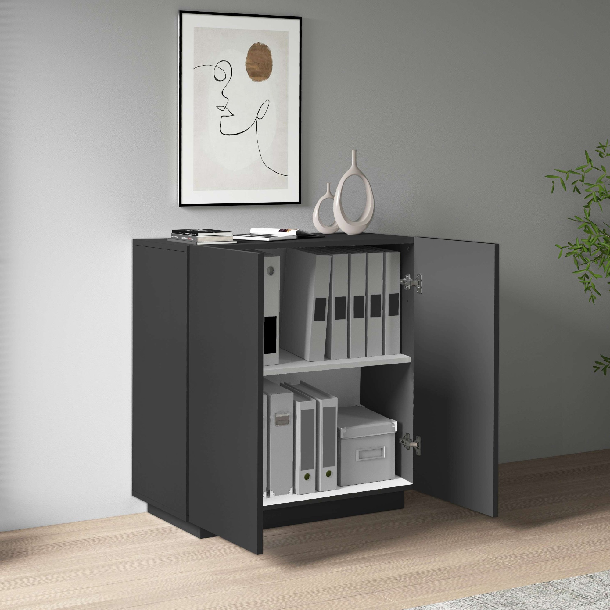 INOSIGN Aktenschrank »Essential, Mehrzweckschrank, Büroschrank mit 2 Türen« & verstellbaren Einlegeböden, Höhe 86 oder 166 cm, Made in Italy