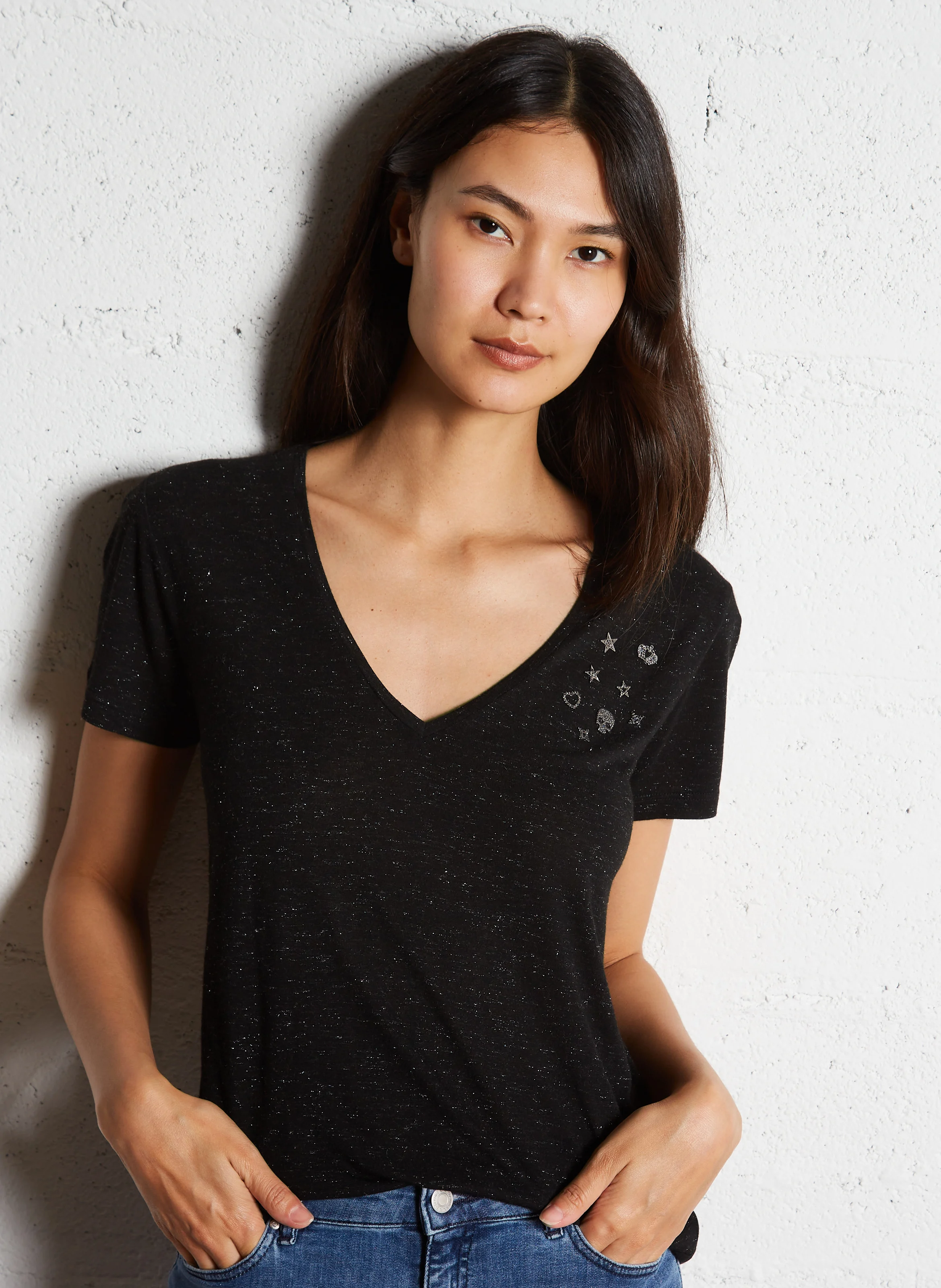 Tee-shirt col V| Noir