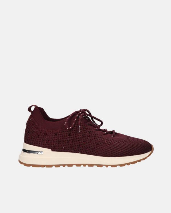 La Strada knitted sneakers met strass aubergine