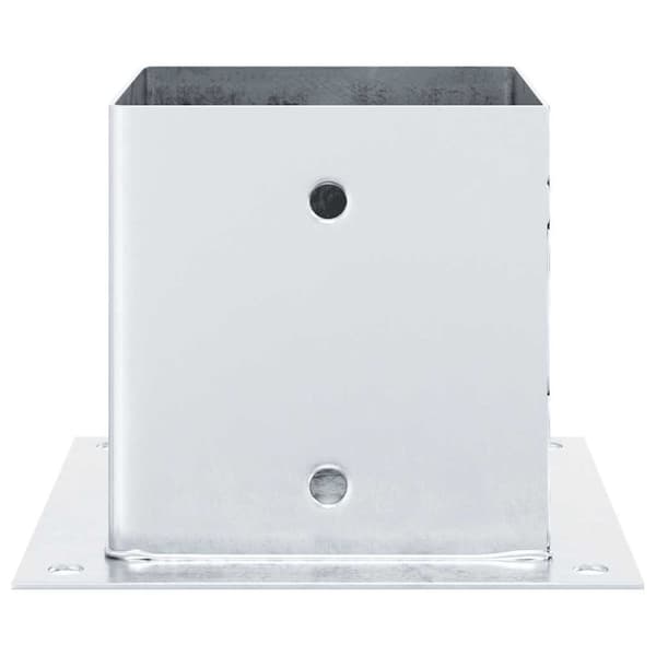 vidaXL Stolpebunner firkantet 4 stk sølv 141x141 mm galvanisert stål