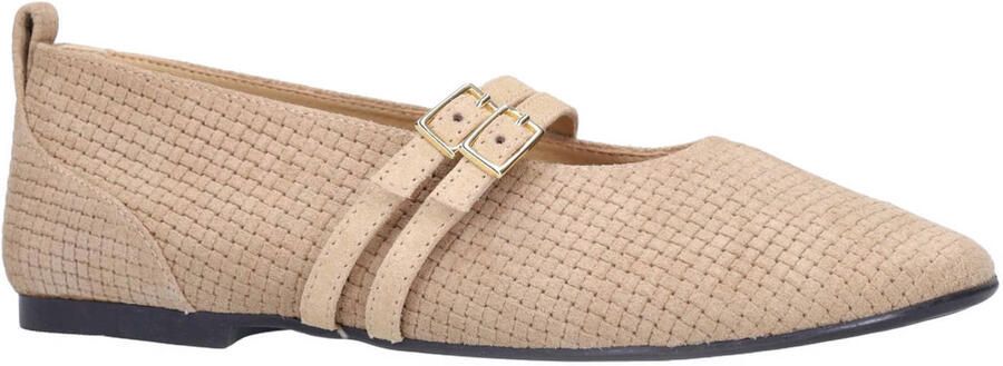 No Stress Dames Beige suède ballerina's