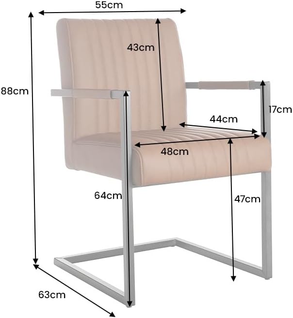 Riess Ambiente Moderner Freischwinger Stuhl Big Aston Echtleder - Vintage Cognac schwarz - Federkern Metall Esszimmerstuhl Ziersteppung
