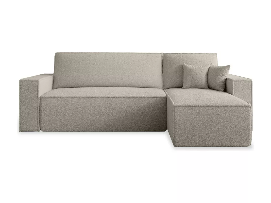 Canapé d'angle convertible réversible Lorenzo Bouclette Beige