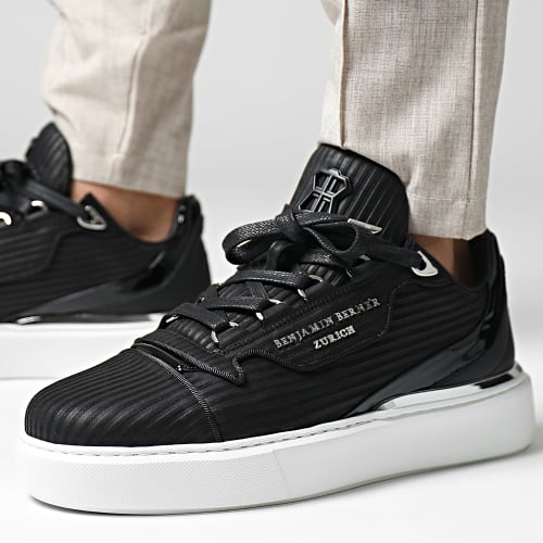 Baskets Raphael Low Top 3D Striped Nubuck Black