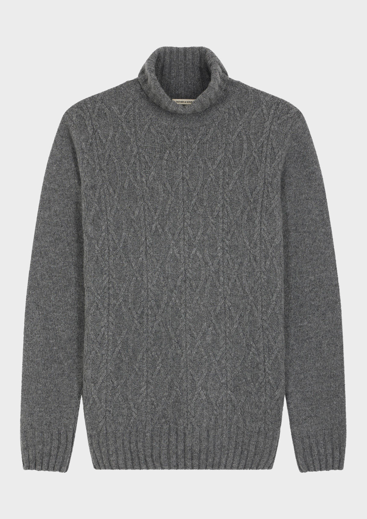 Pull col roulé en laine mélangée unie gris moyen