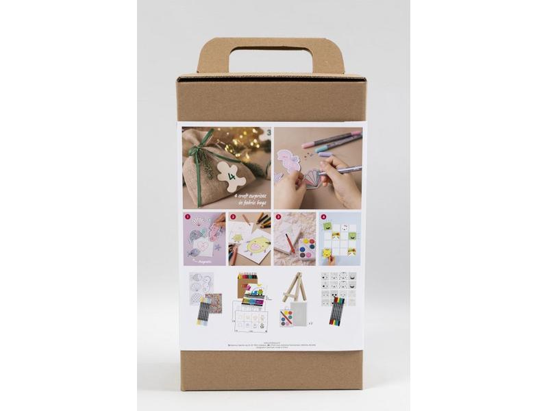 Creativ Company Adventskalender Bastelset Malen, 4 Stück Adventskalender mit neuen Bastelprojekten