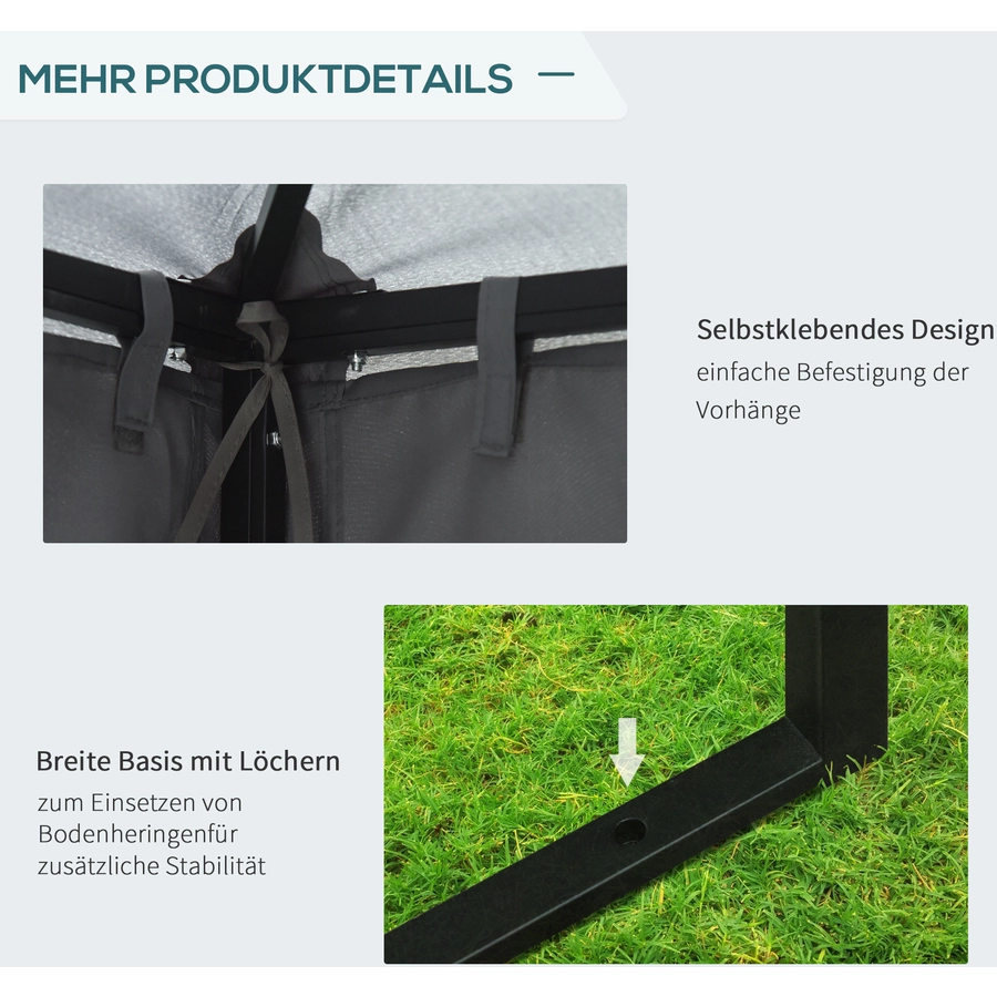 Outsunny Gartenpavillon mit Doppeldach grau