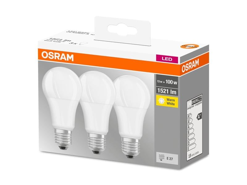 OSRAM Lampe Base Retro, 13W, E27 Warmweiss​, 3er Box LED-Leuchtmittel