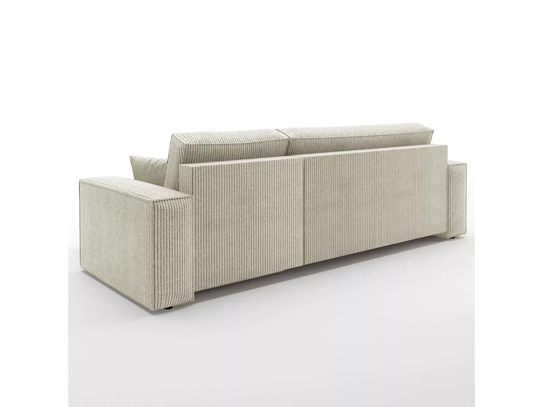 Canapé d'angle convertible réversible Lorenzo en velours côtelé Beige