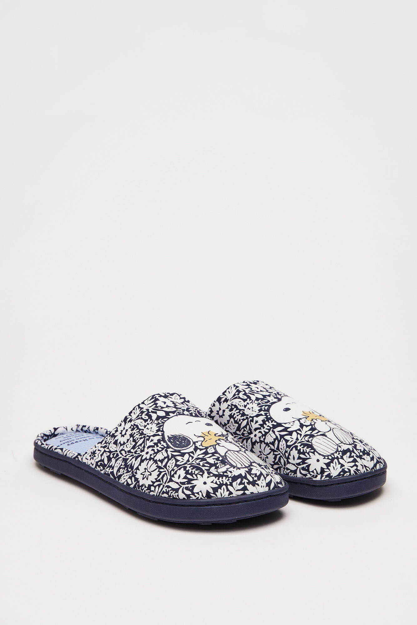 Pantufa floral Snoopy - azul