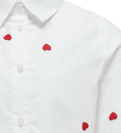 Kids Only Hemd - KogLina - Bright White/Flame Scarlet Hearts