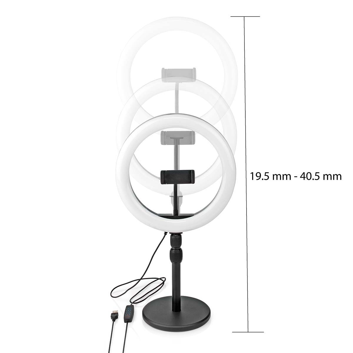 Nedis Ringlys | 10 inch | 120 LED s | 2700 - 6700 K | Skrivebord | Sort