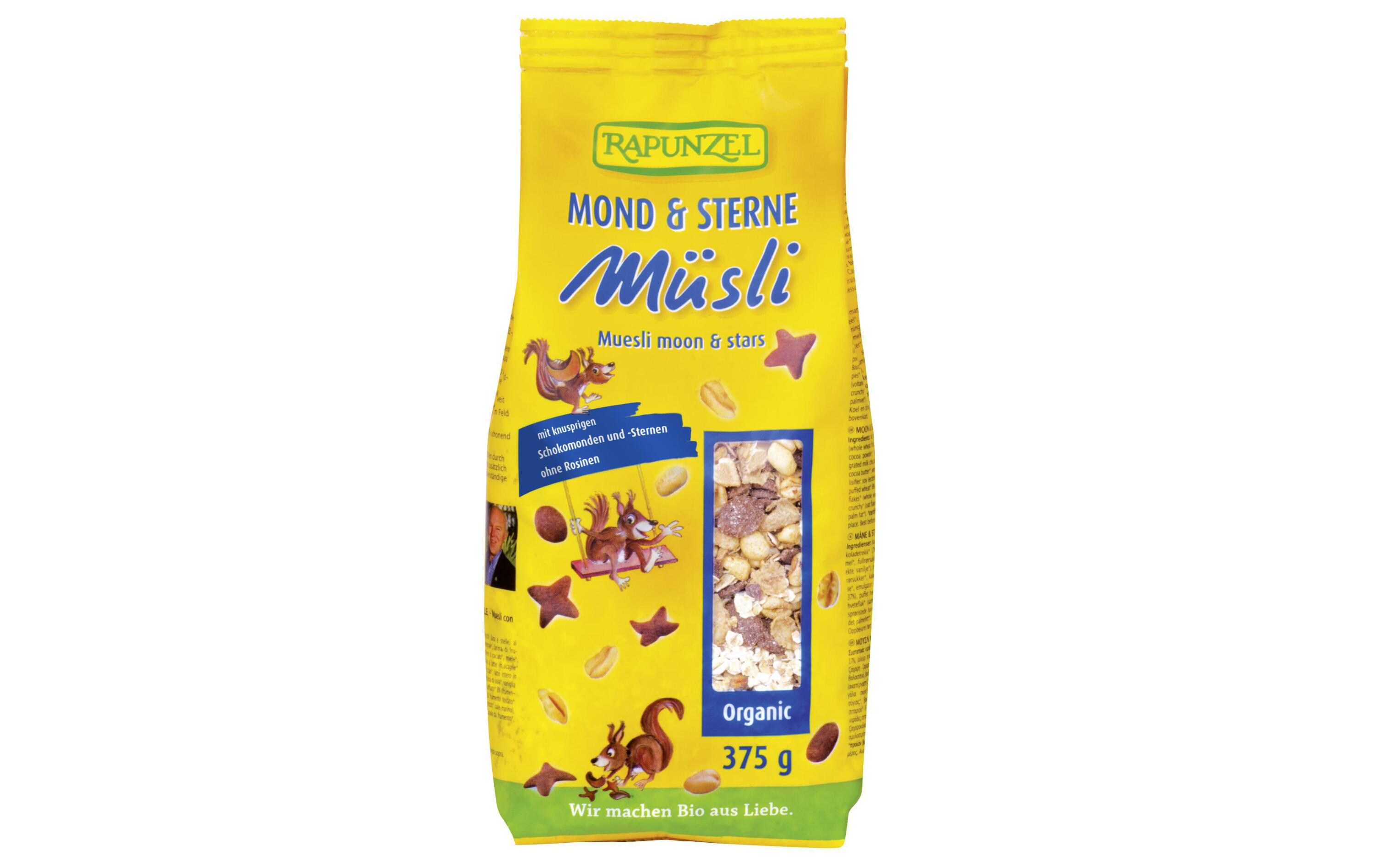Knuspermüesli Bio Mond und Sterne 375 gBio Müeslimischung mit Schokomonde und Schokosterne
