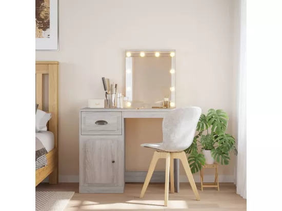 Coiffeuse avec lumières LED sonoma gris 90x42x132,5 cm