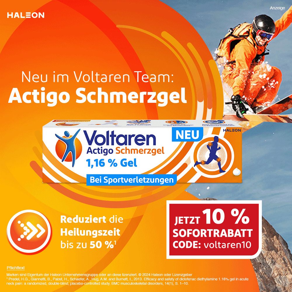 Voltaren Actigo Schmerzgel mit 1% Diclofenac, Schmerzlinderung - Jetzt 10% Rabatt mit dem Code 