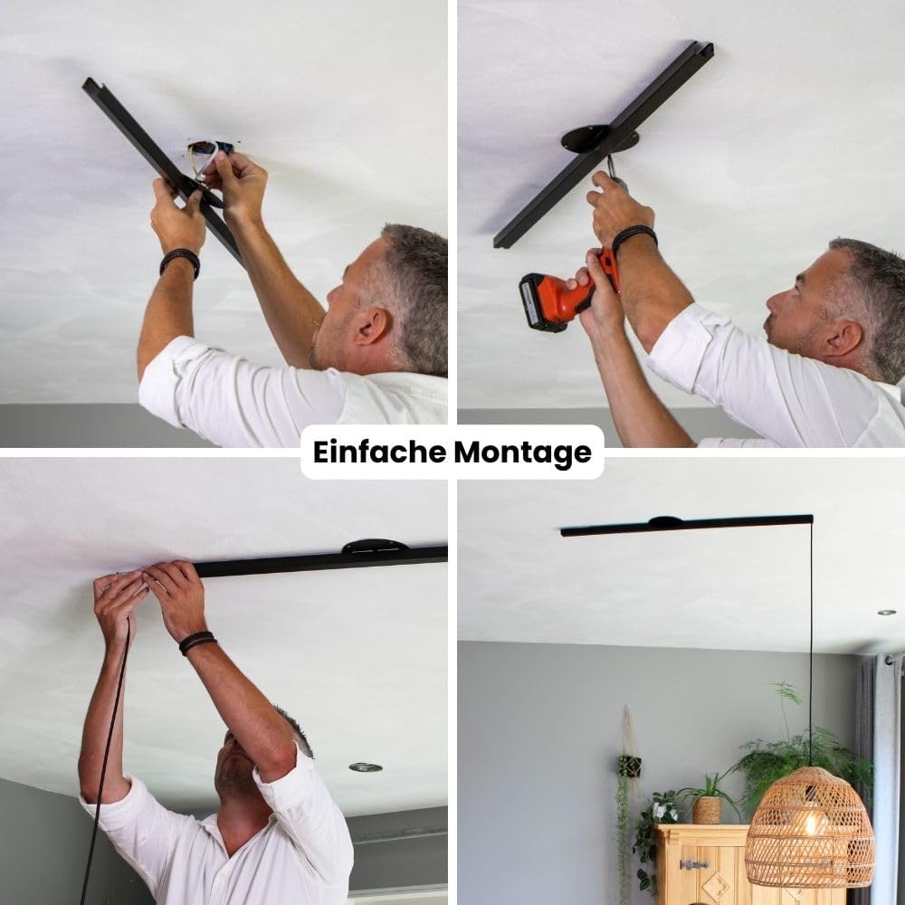 Lightswing® Single Aufhängesystem für eine Hängelampe - Matt Schwarz - 110 cm - Beweg deine Hängeleuchte Mühelos - Einfache Installation - Hängelampe Esstisch - Pendellampe Verstellbar - Hängeleuchte