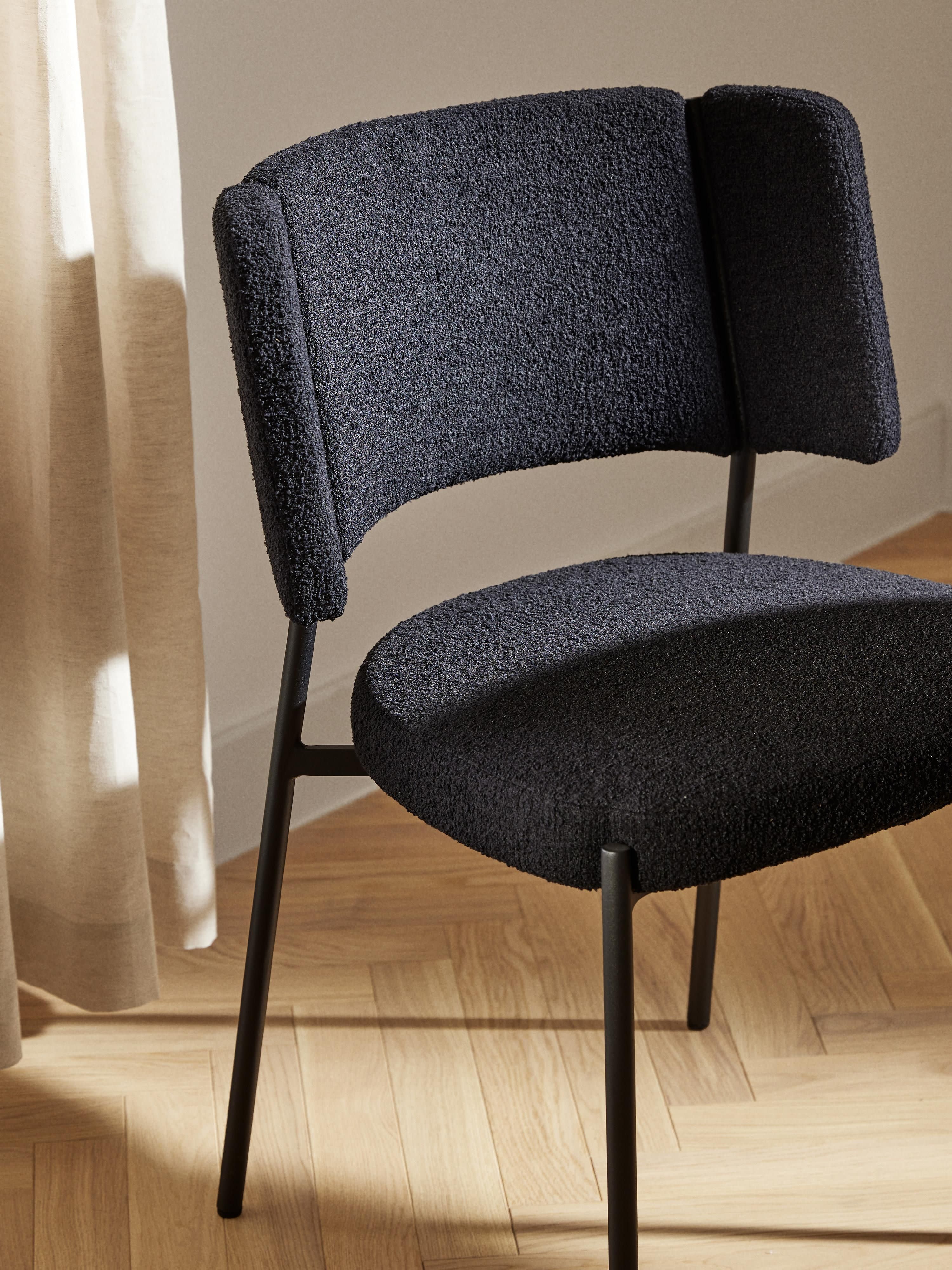 Bouclé gestoffeerde stoelen Samantha, 2 stuks